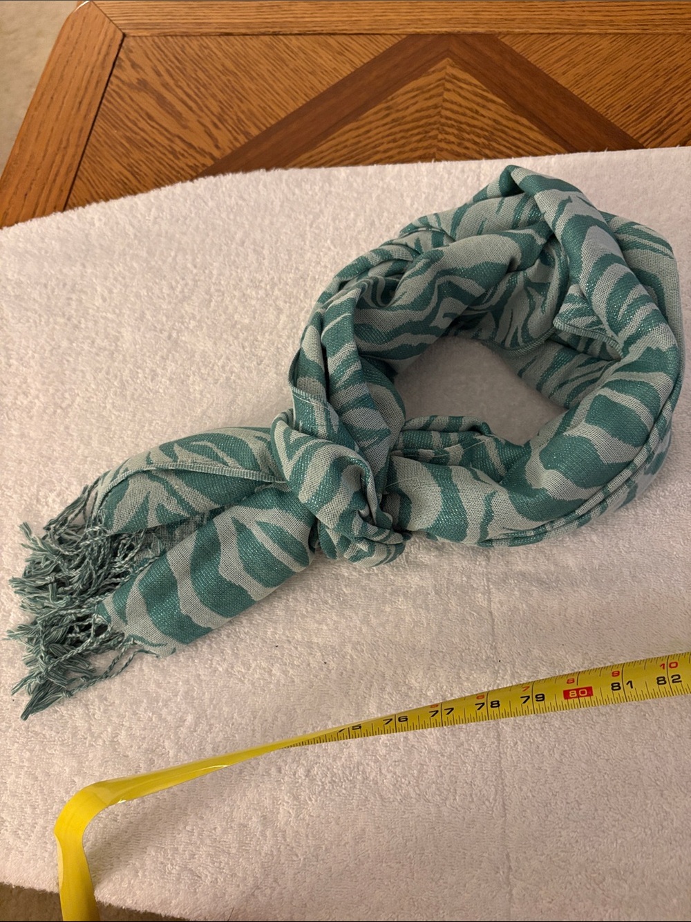 pashmina Teal and Light Teal Zebra-Print Scarf